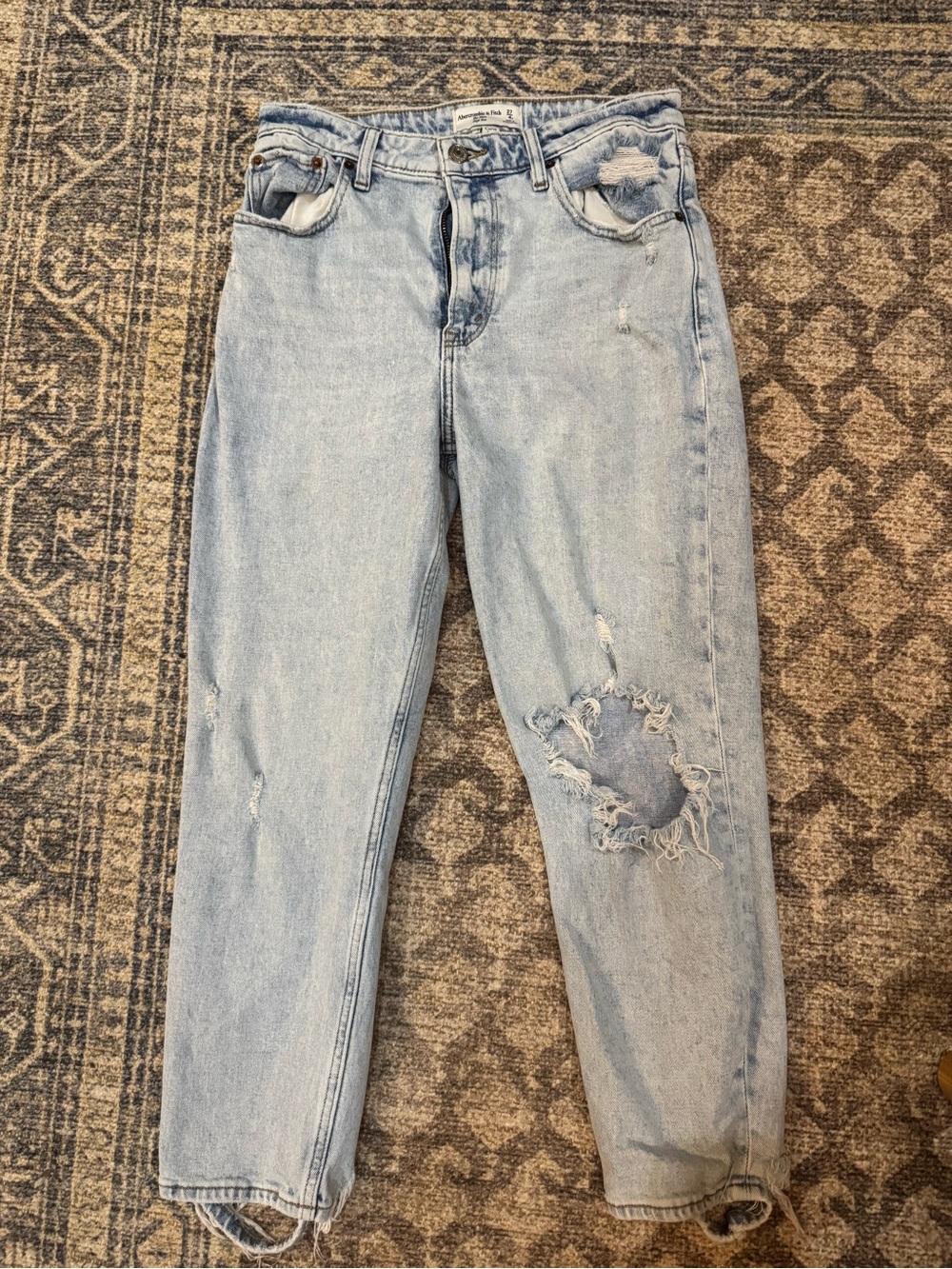Abercrombie & Fitch Light Blue Boyfriend Jeans with Knee Distress